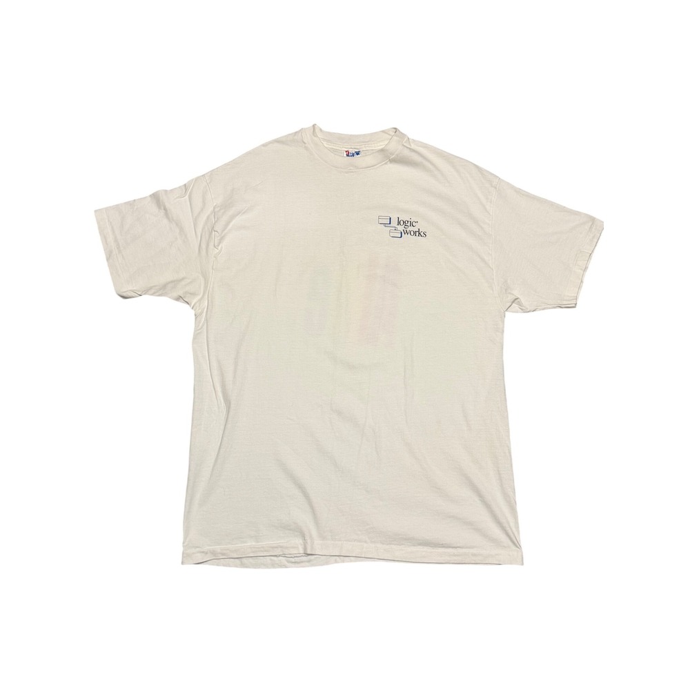 Vintage Hanes Beefy-T Logic Works ERwin Oracle Tech Promo T-Shirt White XL USA